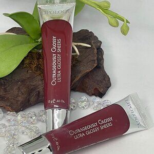 2x Lipology Outrageously Glossy Ultra Glossy Sheers Lip Gloss - Wine Red - New